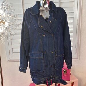 Vintage Double-Breasted Denim Trench Jacket